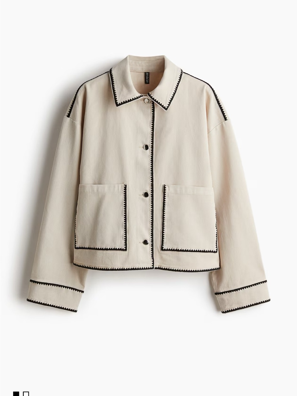 H&M Cream Jacket with Black Contrast Trim